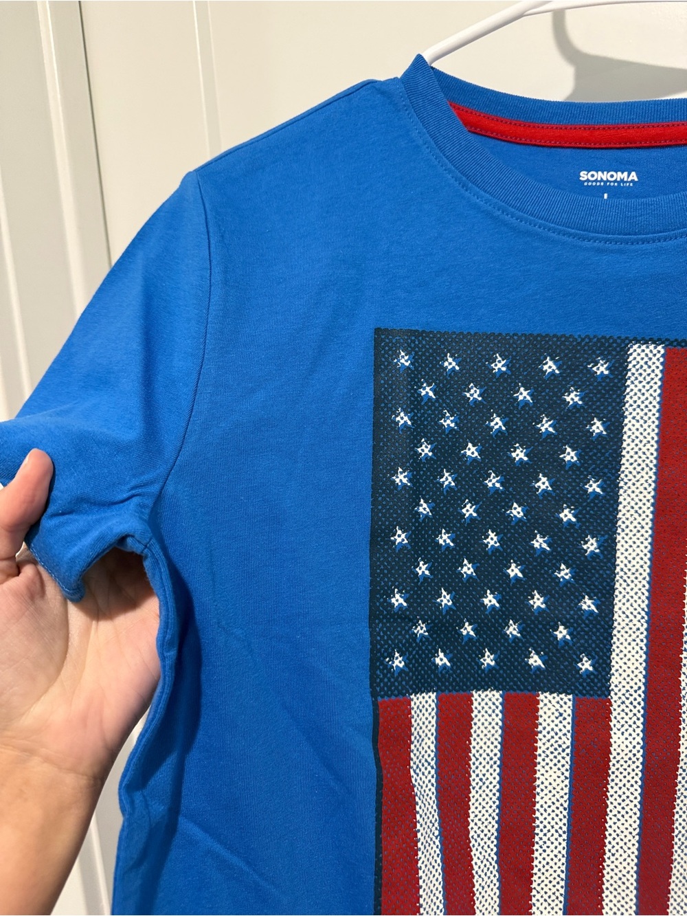 Sonoma Blue Tee with Red, White & Navy Flag Graphic